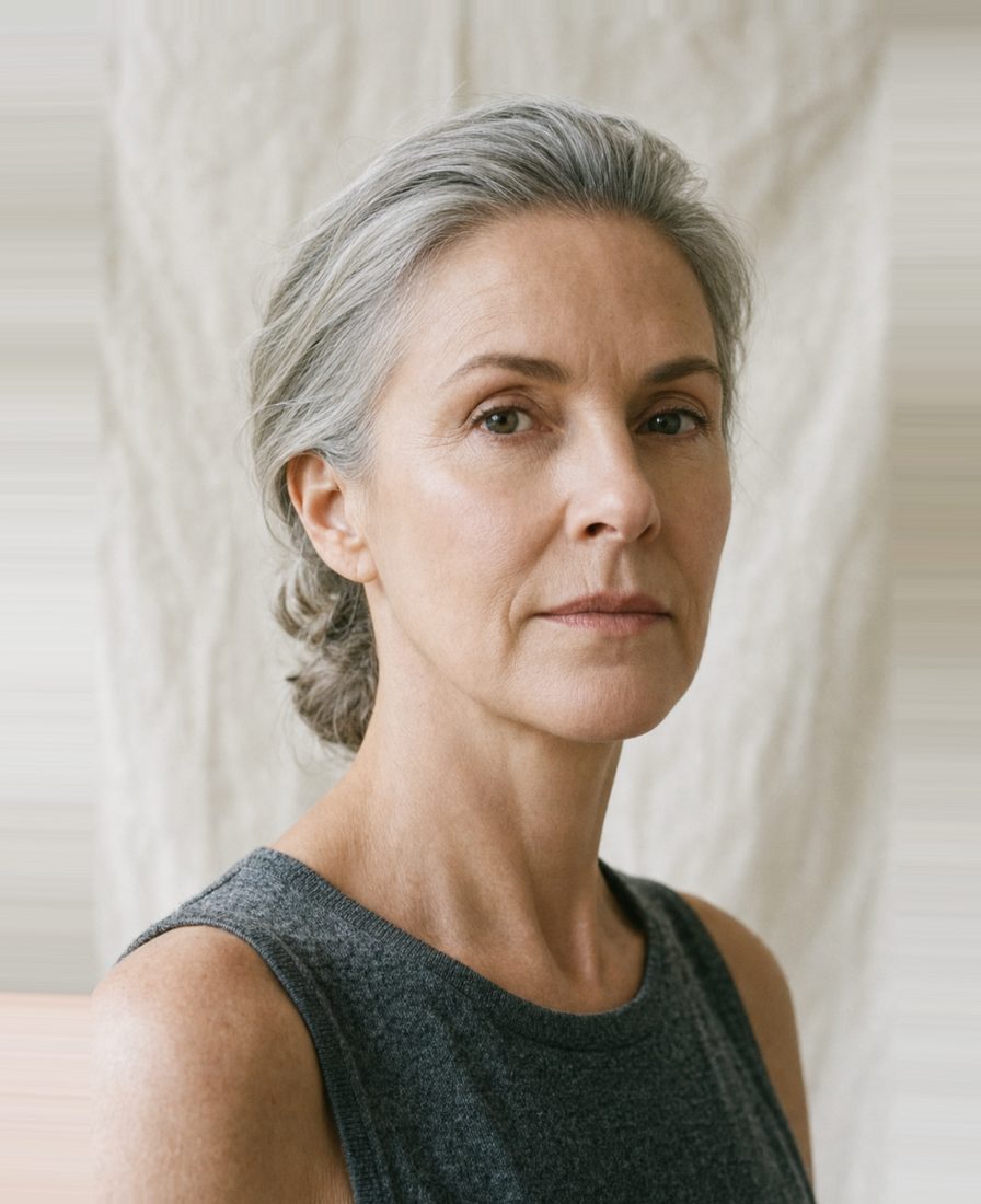 AI-generated facelift and neck lift preview of the same model